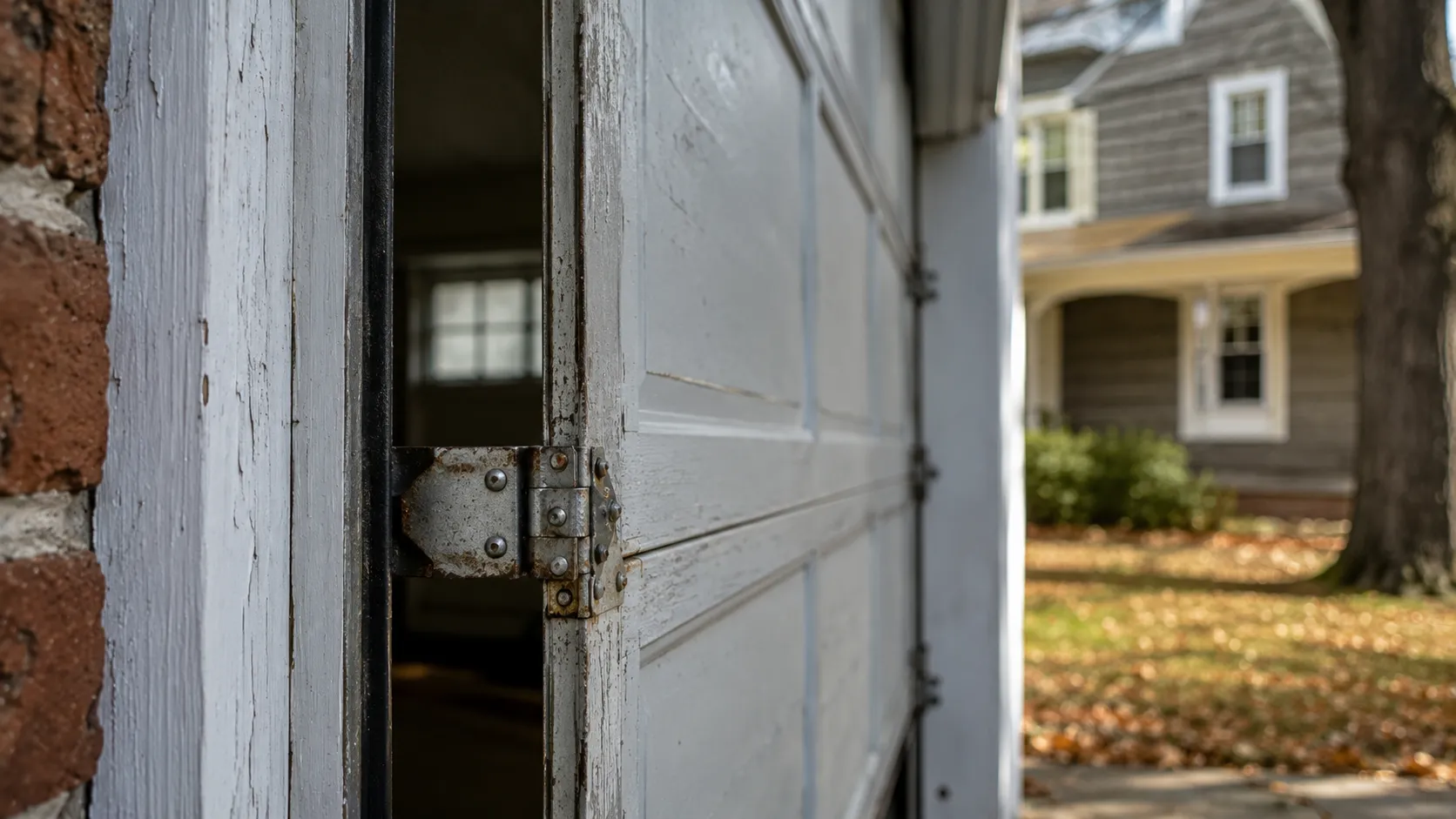Older Livermore California garage door being inspected for repair or replacement